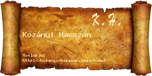 Kozányi Hasszán névjegykártya